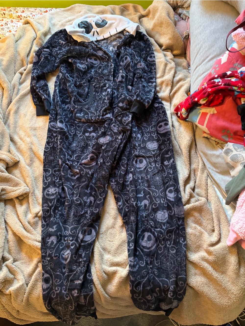 Disney Black & Gray Jack Skellington Fleece Pajama Onesie